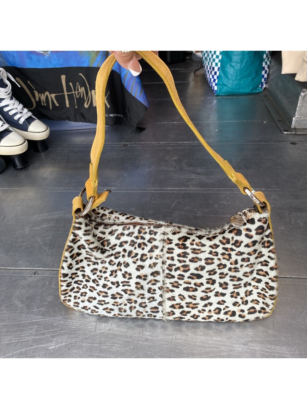 Vtg Tangaroa Venezia (by Terrida) Leopard Print Calf Hair Shoulder Purse Italy